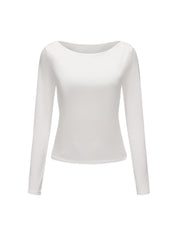 Boat Neck Long Sleeve Top - HeyShape