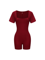 Square Neck Short Sleeve Jumpsuit