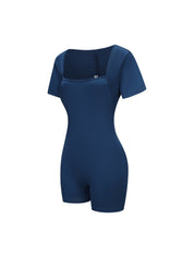 Square Neck Short Sleeve Jumpsuit - HeyShape