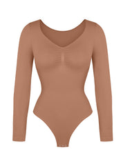 Long Sleeve Ruched Bodysuit - HeyShape