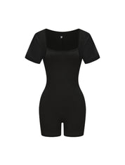 Square Neck Short Sleeve Jumpsuit - HeyShape