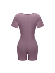 Square Neck Short Sleeve Jumpsuit - HeyShape