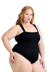 Ribbed Square Neck Shapewear Bodysuit - HeyShape