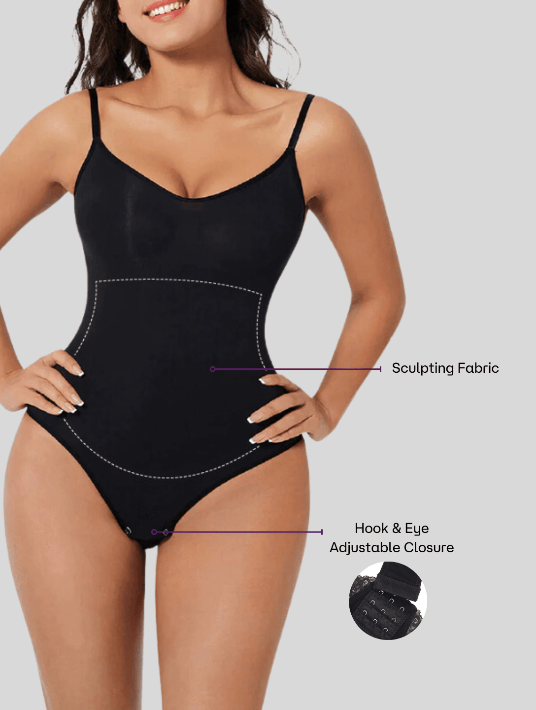  Long Sleeve Bodysuits For Women Black Tummy Control Bodysuit  Sexy V Neck U Ring Thong Shapewear Body Suit Corset Tops S