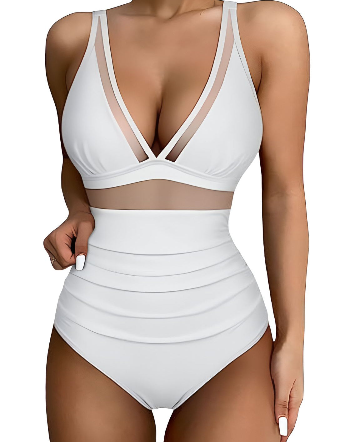 The Sculpting V-Neck Mesh Suit - HeyShape
