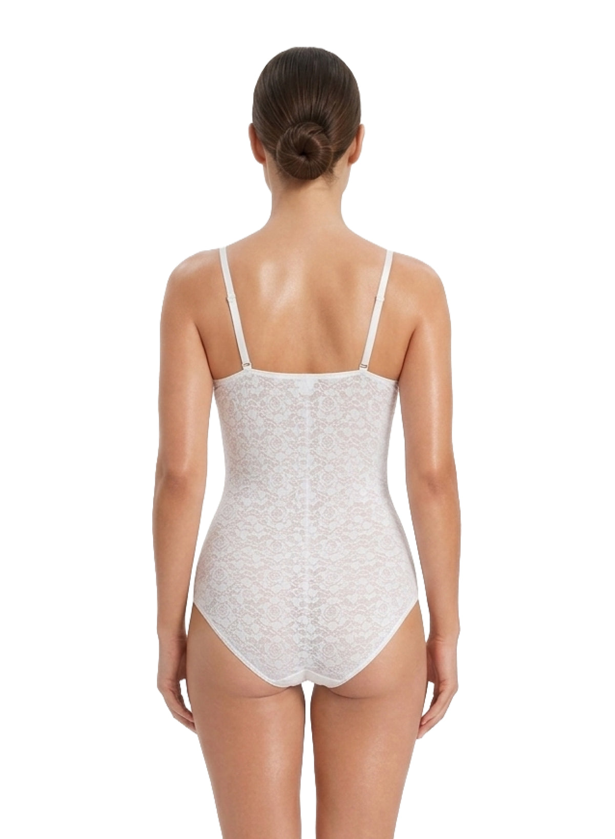 Sheer Laced V-neck Bodysuit - HeyShape