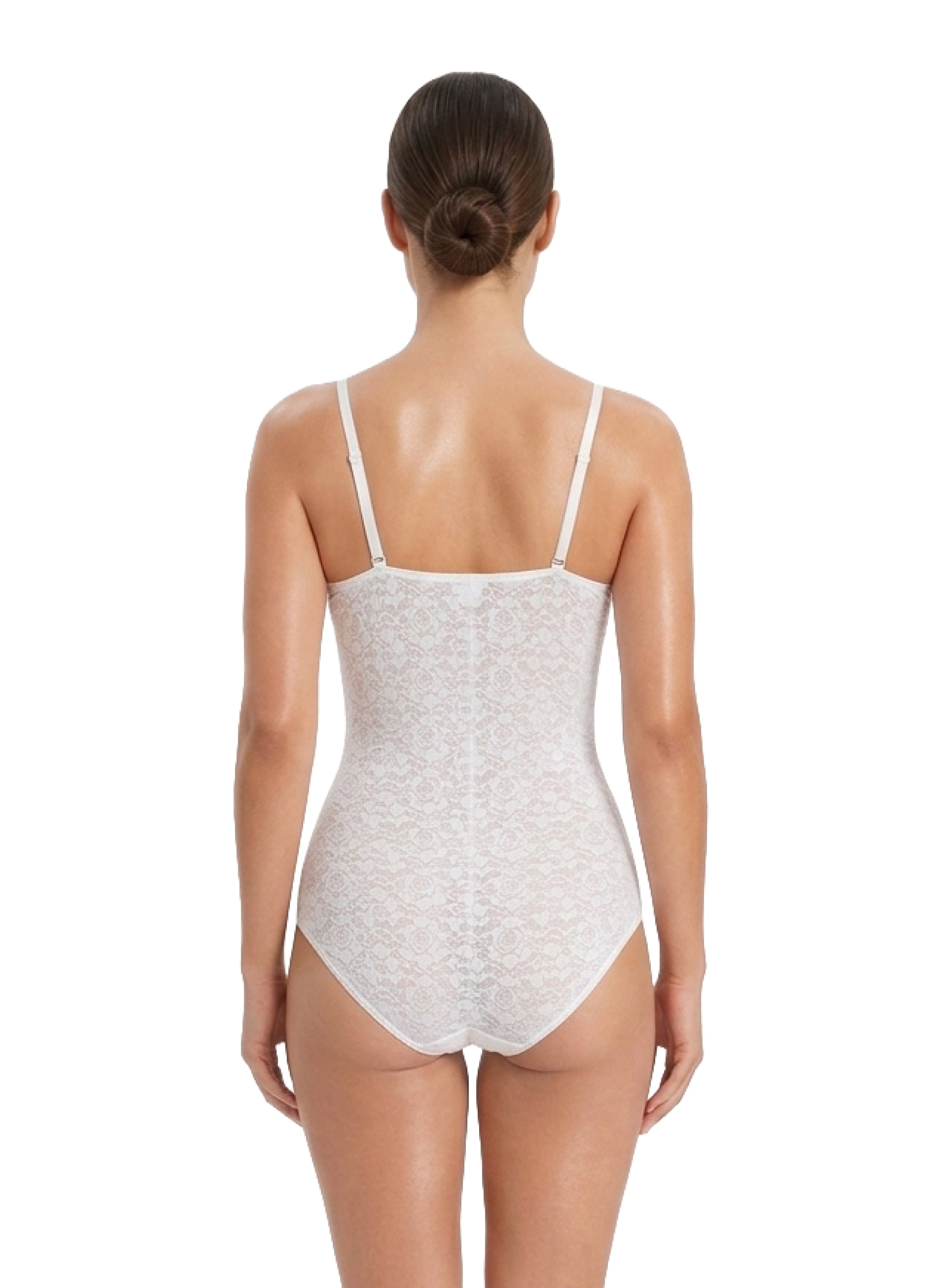 Sheer Laced V-neck Bodysuit - HeyShape