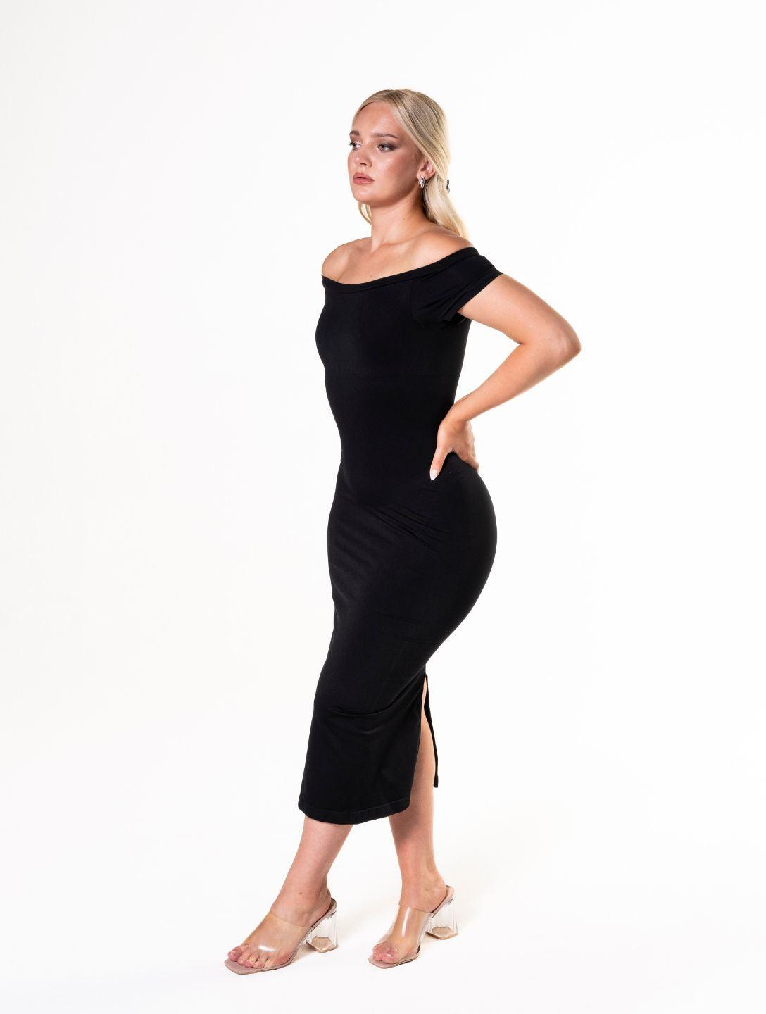 Schulterfreies Shapewear-Spaltkleid