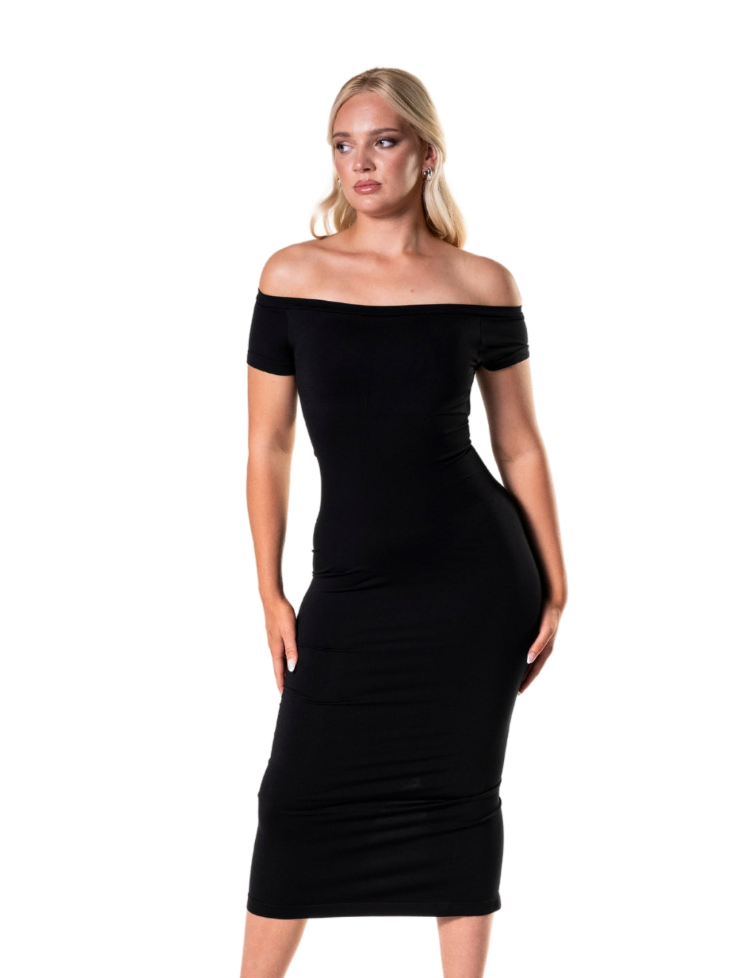 Off-Shoulder Shapewear Split Dress - HeyShape