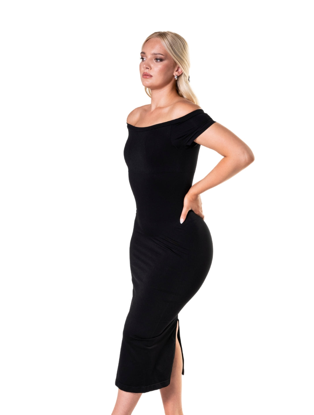 Robe fendue Shapewear à épaules découvertes