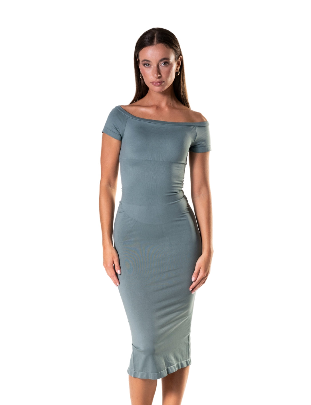 Off-Shoulder Shapewear Split Dress - HeyShape