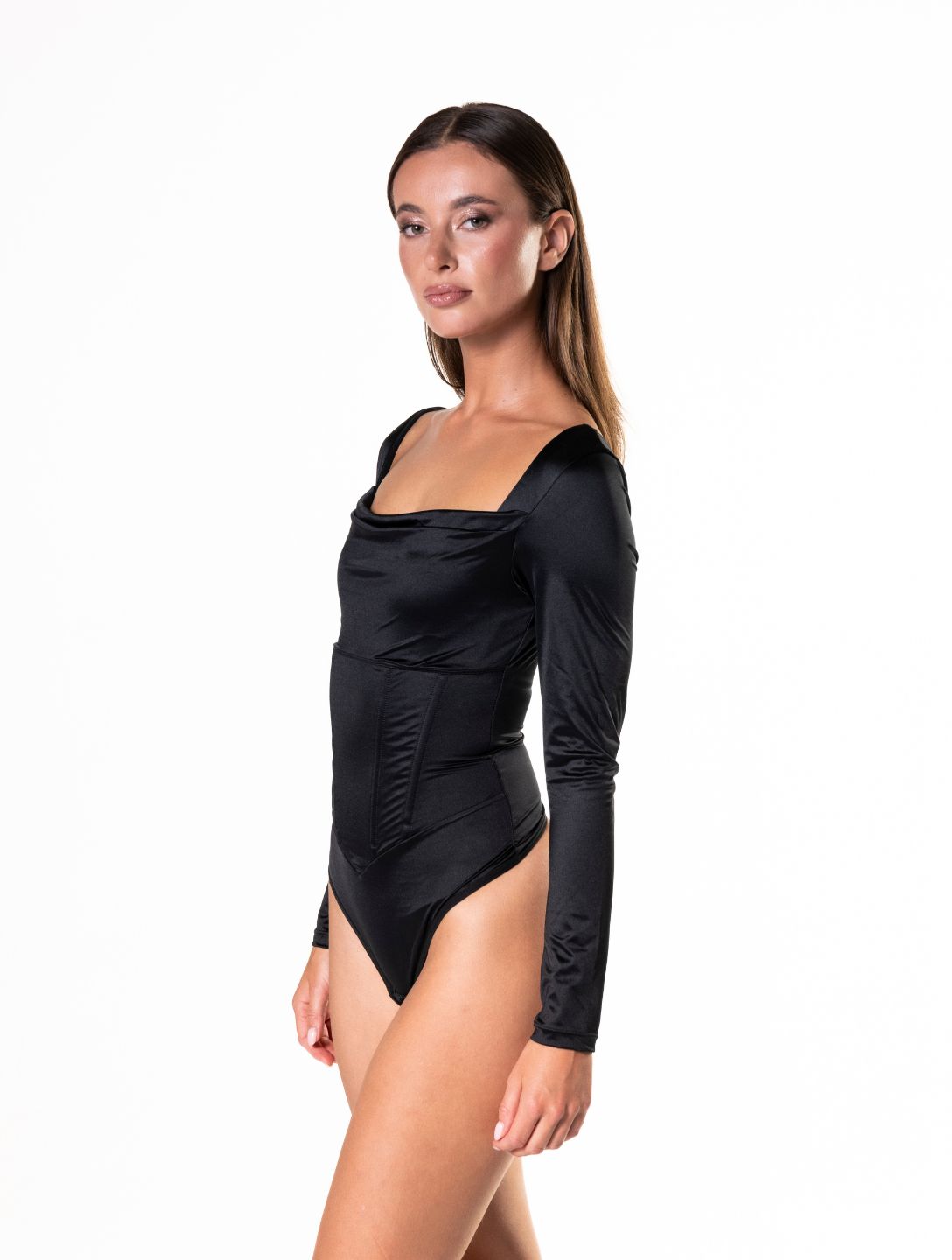 Satijnen Bodysuit met Watervalhals