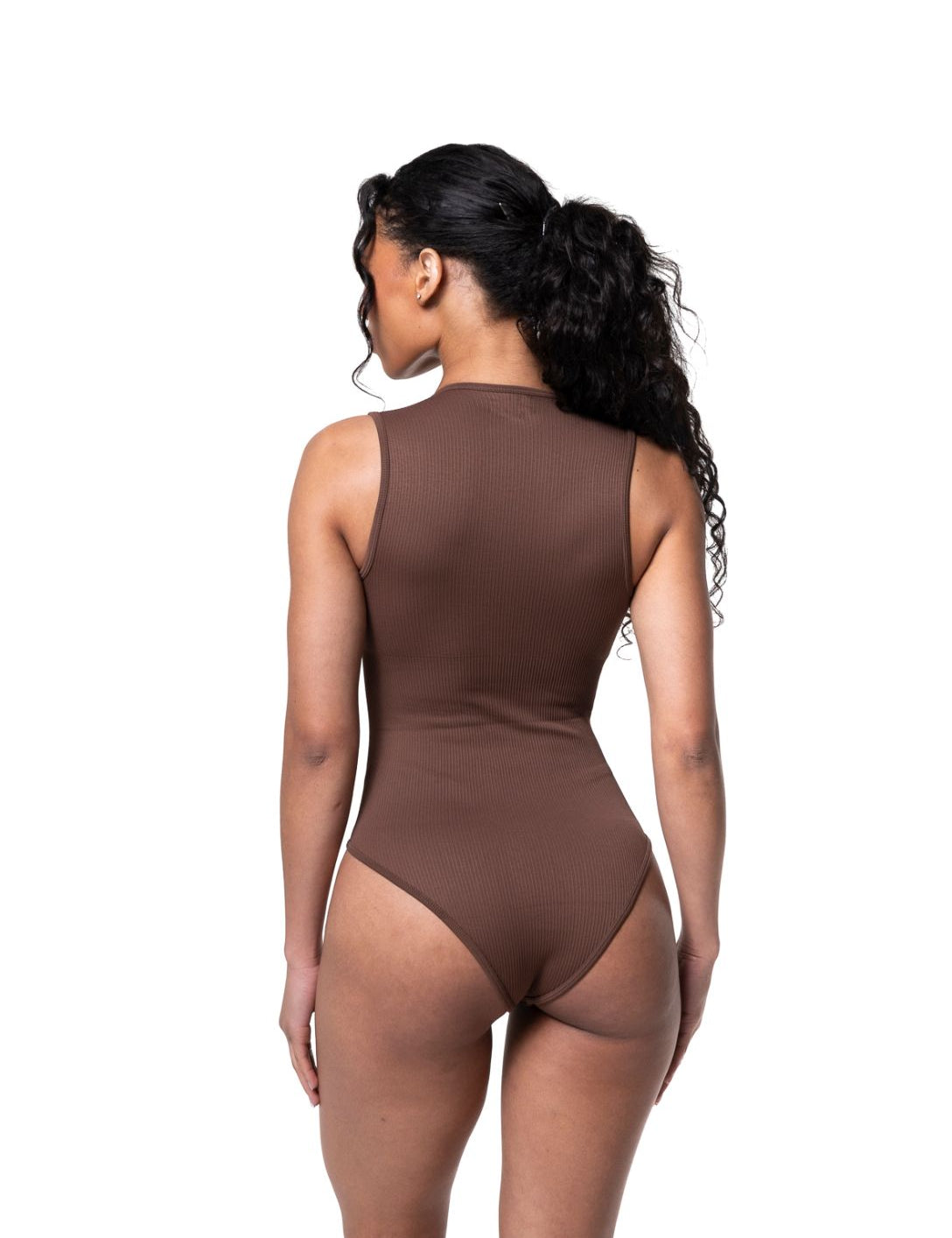 Ribbed Square Neck Shapewear Bodysuit - HeyShape