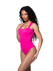 Ribbed Square Neck Shapewear Bodysuit - HeyShape