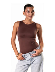 Round Neck Thong Bodysuit - HeyShape