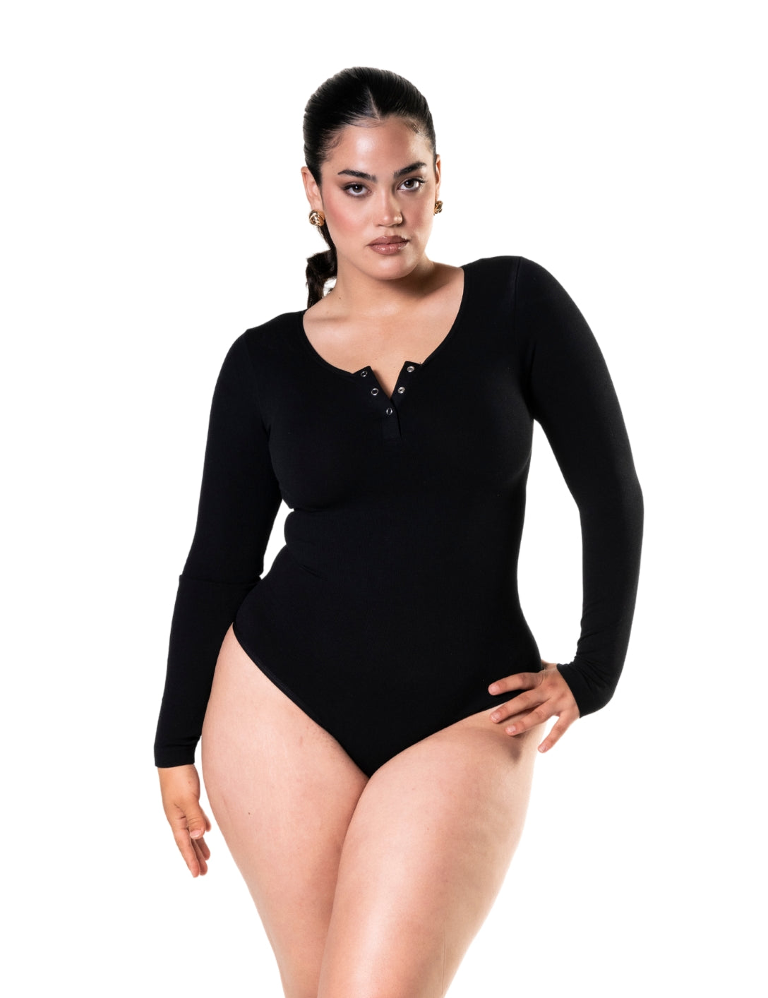 Seamless Long Sleeve Thong Bodysuit - HeyShape