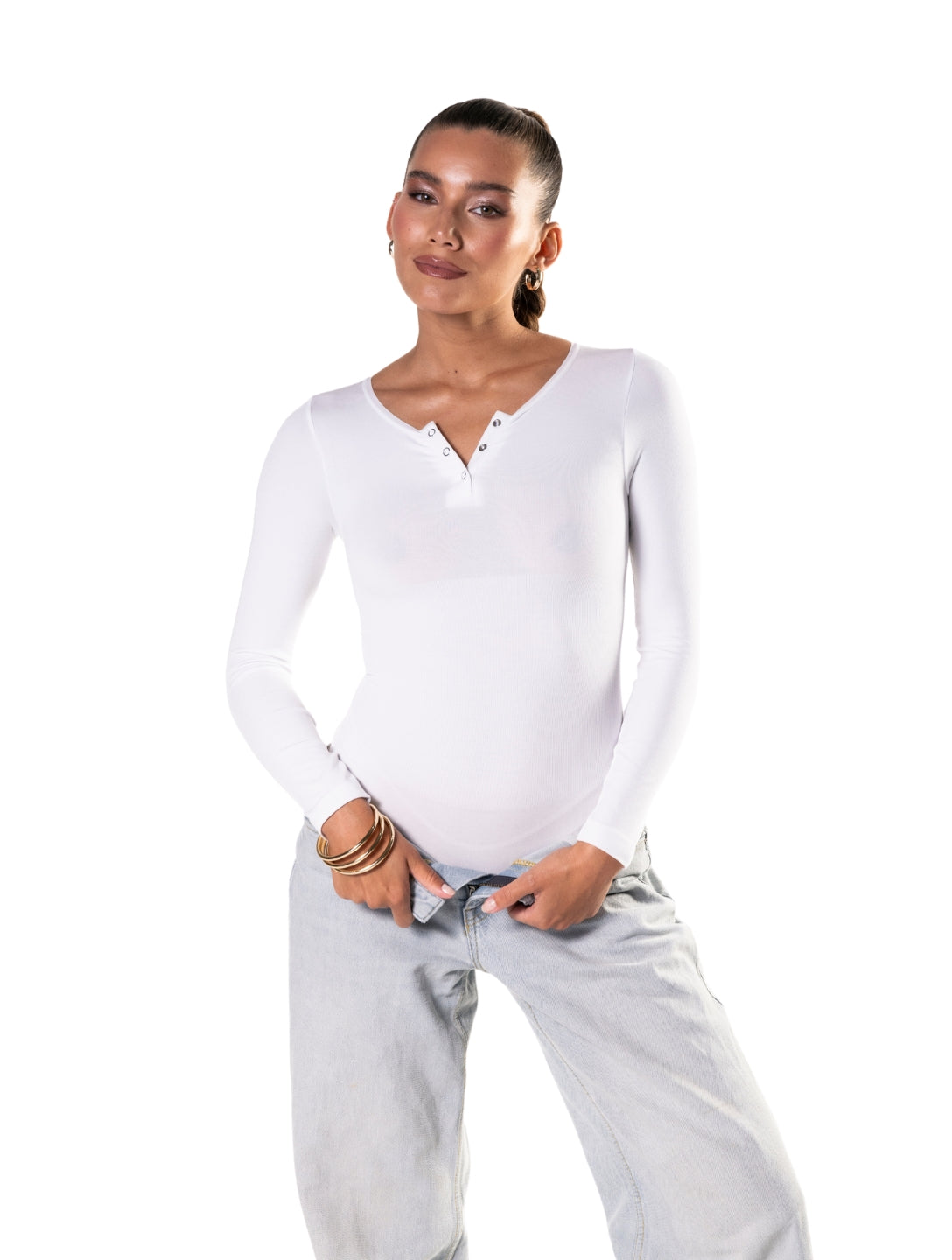 Seamless Long Sleeve Thong Bodysuit - HeyShape