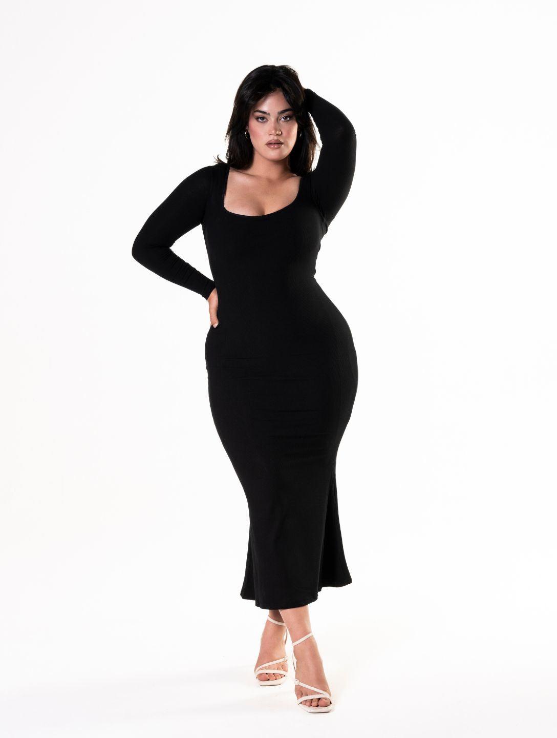 Shapewear-jurk met lange mouwen