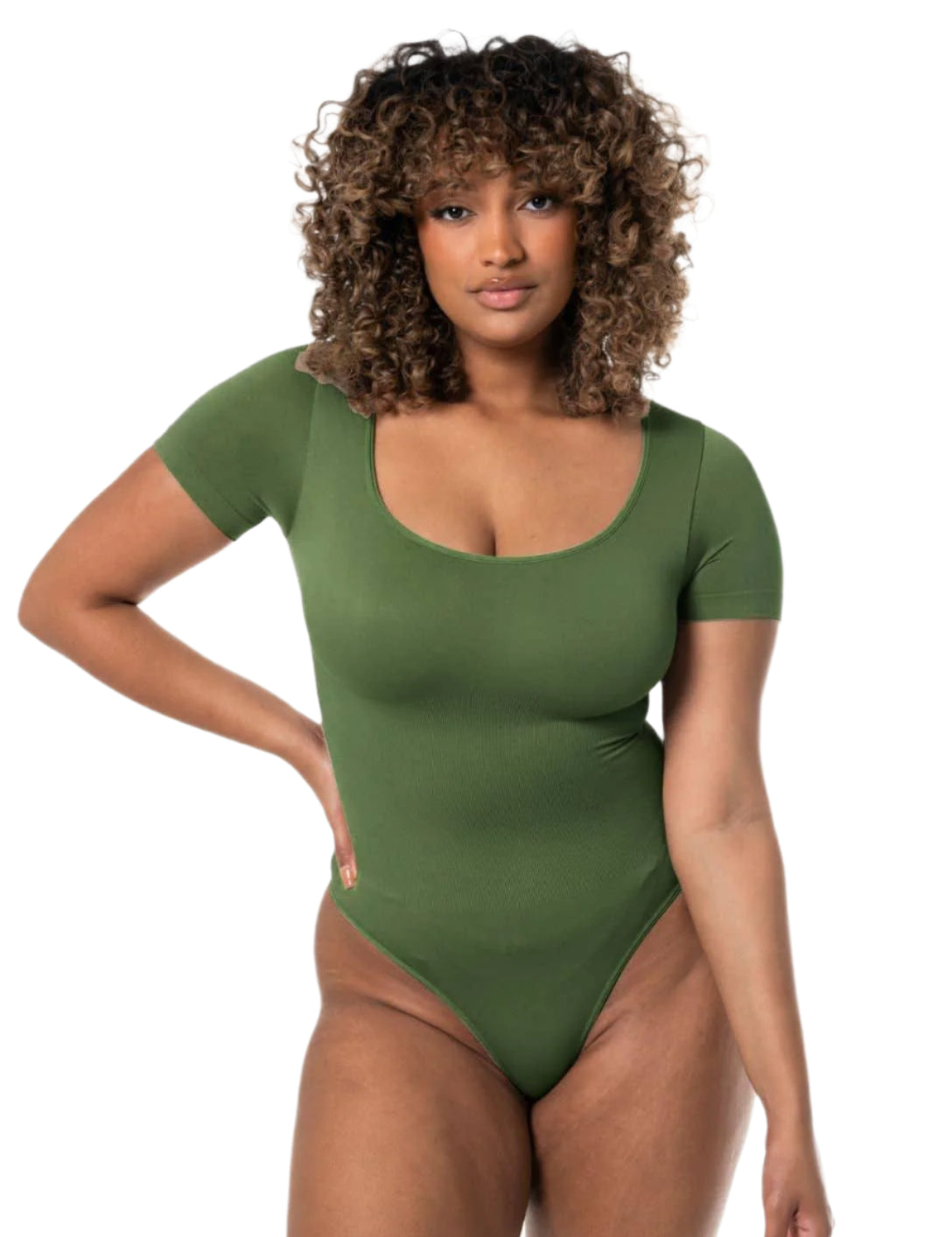 Square Neck Thong Bodysuit - HeyShape