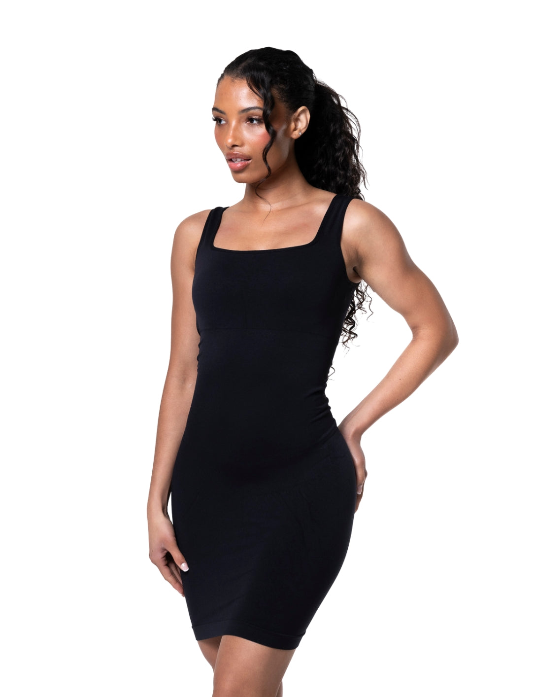 Square-Neck Seamless Mini Dress - HeyShape