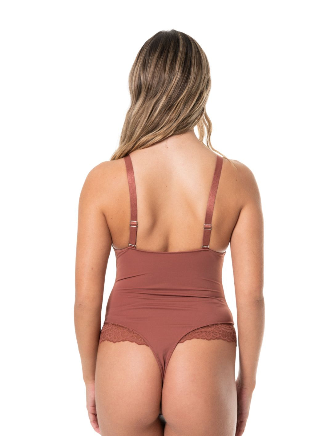 V-Neck Half Laced Bodysuit - HeyShape