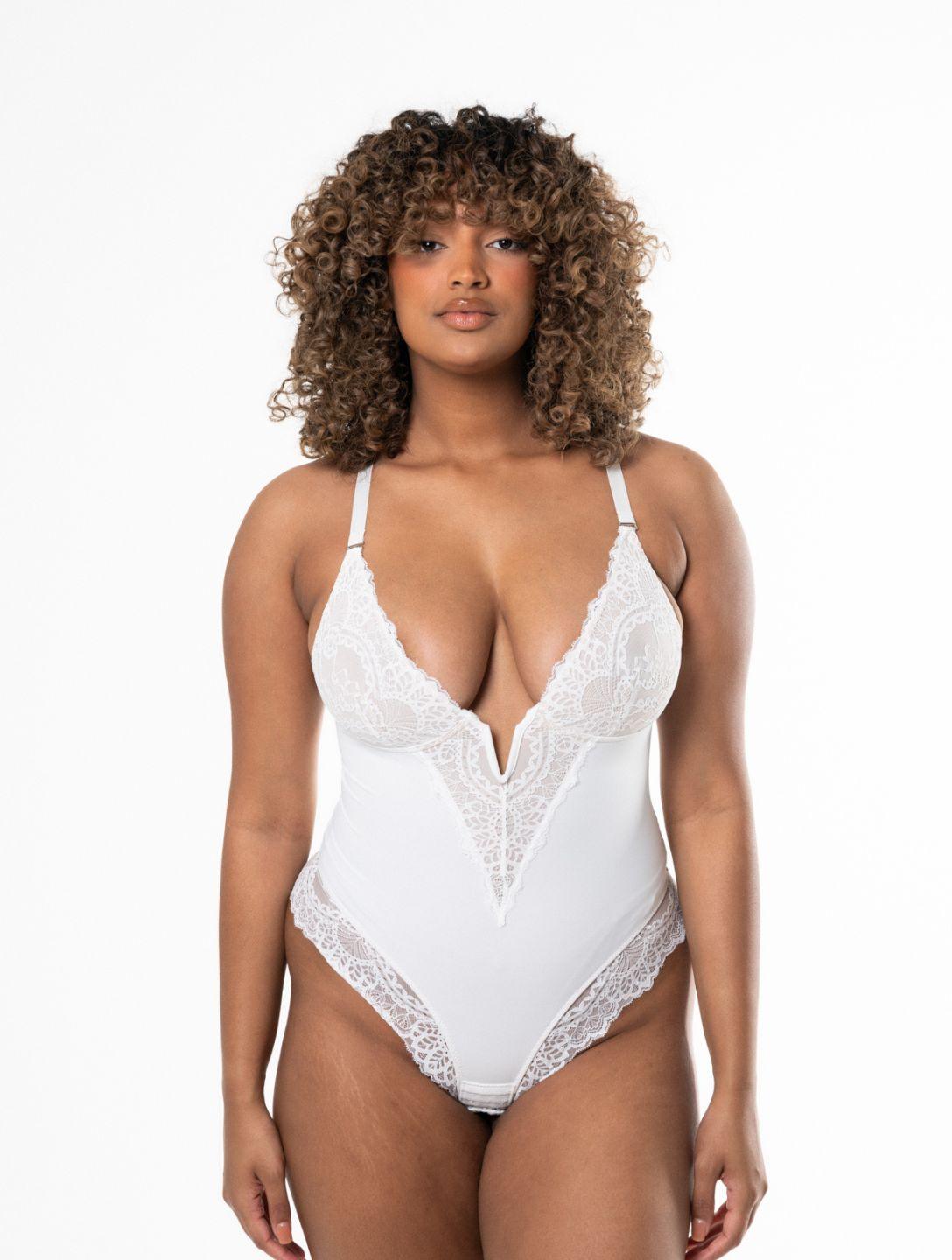 V-Neck Half Laced Bodysuit (Copy)