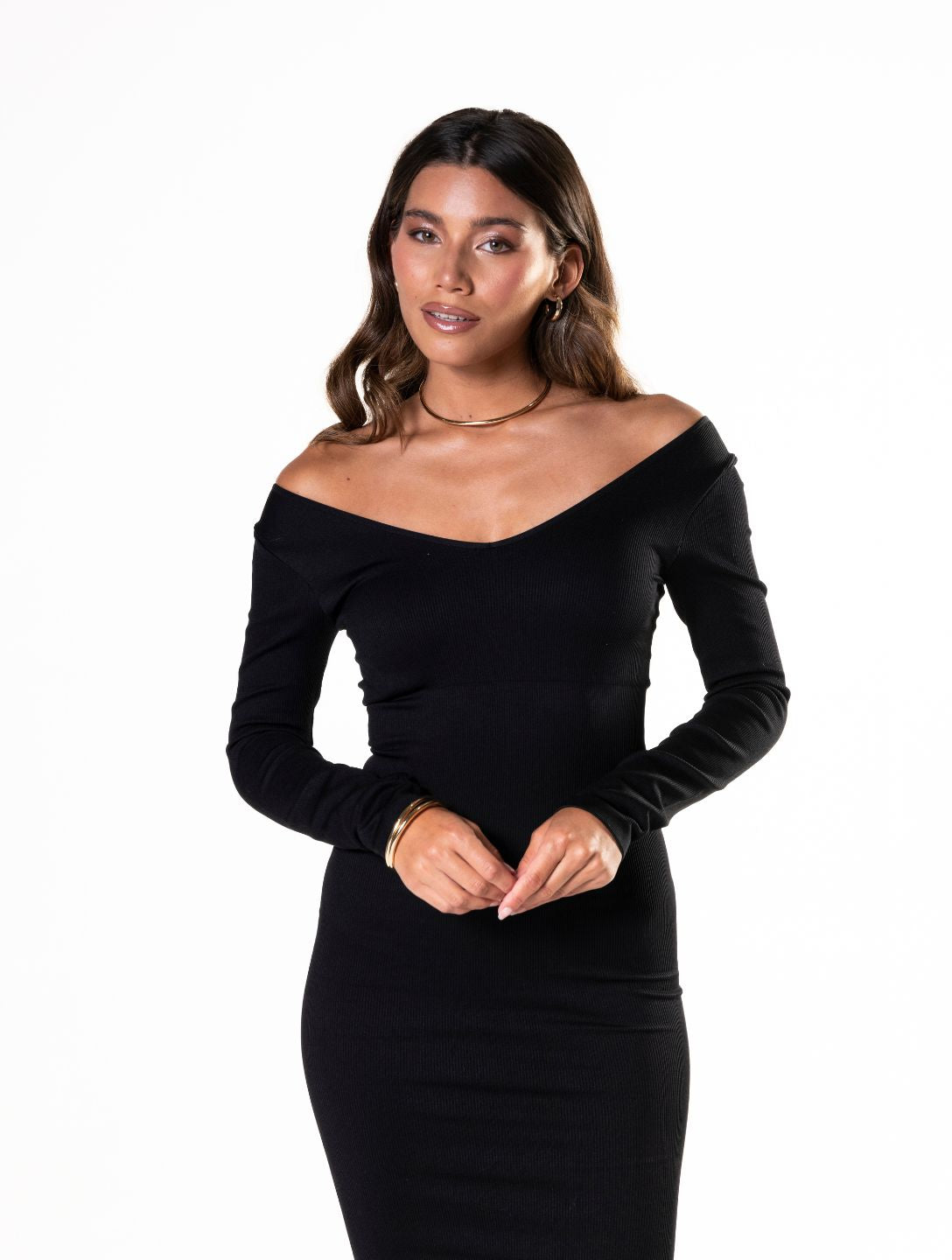 V-Neck Long Sleeve Dress