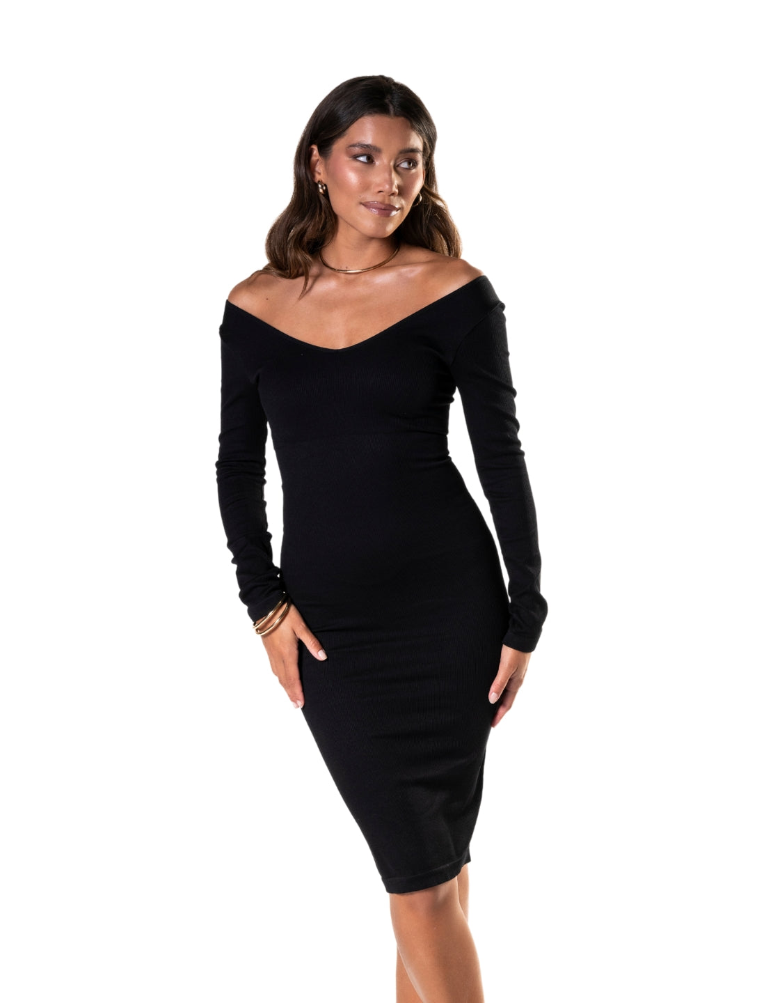 V-Neck Long Sleeve Dress