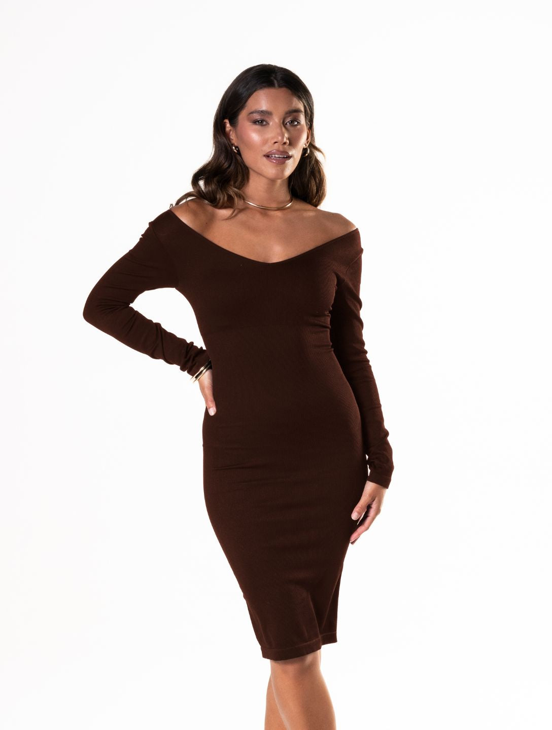 V-Neck Long Sleeve Dress