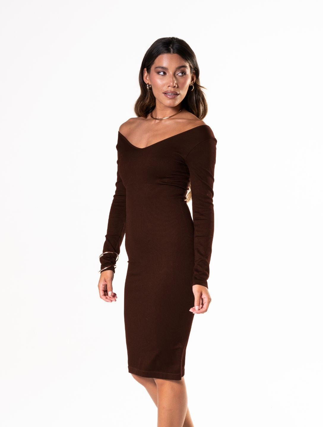 V-Neck Long Sleeve Dress