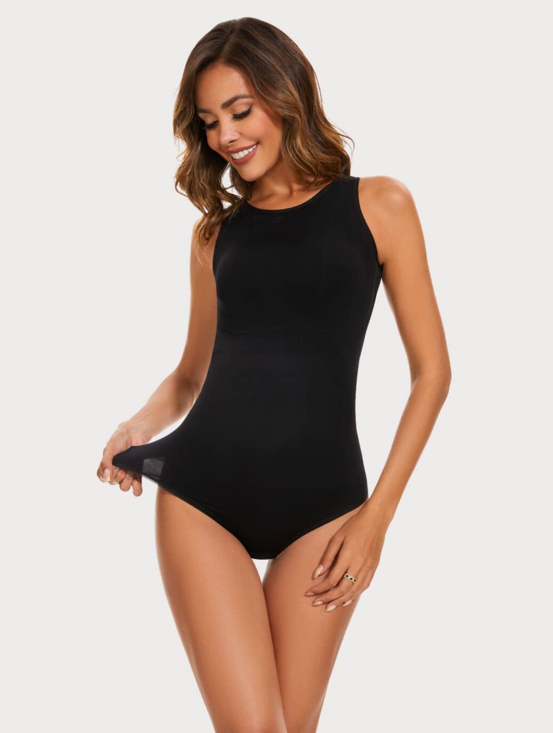 Thong Bodysuit for Women Sleeveless Round Neck Bodysuit, Tummy